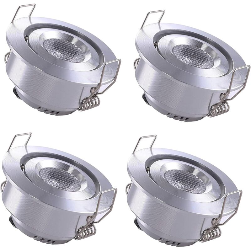 4 Mini Spot Encastrable led Plafond Spot encastré Lampe 1W Blanc Chaud 3000K