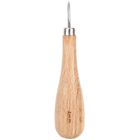 4-mm-Diamantahle mit konischer Spitze für Leder, Buchenholzgriff, professionelles Bohrwerkzeug