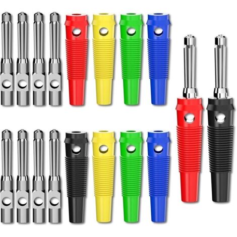 4-mm-Hochstrom-Bananenstecker, stapelbar, Schraubanschluss 32 A, lötfreier Bananenstecker-Adapter, 5 Farben