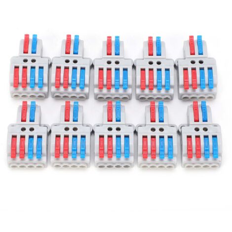 4-mm-Klemmenblock, 10 Stück, 2 Eingänge, 4 Ausgänge mit Befestigungslöchern, 600 V