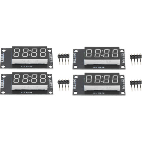 4 Modules d'affichage à tubes numériques LED 4 digits 7 segments 0.36 pouces avec puce de commande TM1637 vert MRA110J