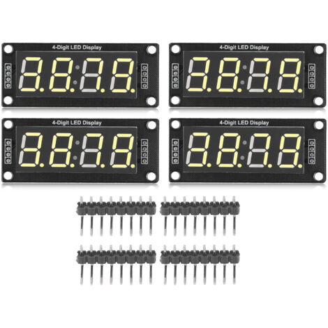 4 Modules d'affichage LED 7 segments TM1637 0.56 pouces Jaune pour Horloge DIY - 4 Digits Tube Numérique
