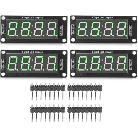 4 Modules d'affichage LED 7 segments TM1637 vert 0.56 pouces pour horloge numérique - 4 pièces