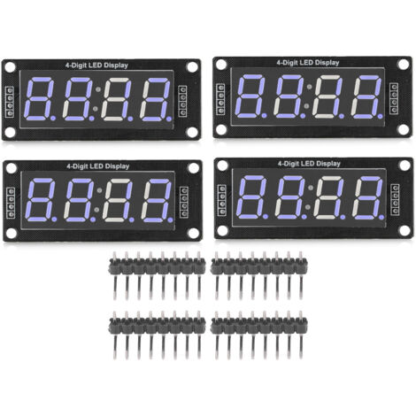 4 Modules d'affichage LED TM1637 7 segments avec tubes numériques 4 chiffres 0.56 pouces bleus pour horloge
