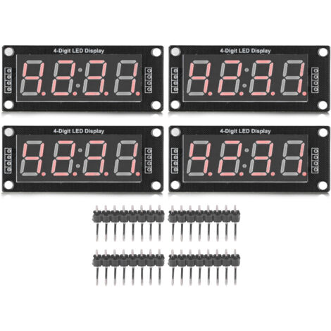 4 Modules d'affichage LED TM1637 avec tubes numériques 4 chiffres 7 segments 0.56 pouces rouges pour horloge