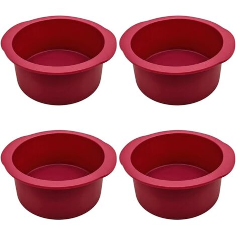 4 moldes de silicona redondos de 12 x 12,5 x 5 cm para pasteles, antiadherentes, para hornear. Moldes pequeños para hornear, ideales para hacer pasteles, tartas de queso, pizzas y pan.