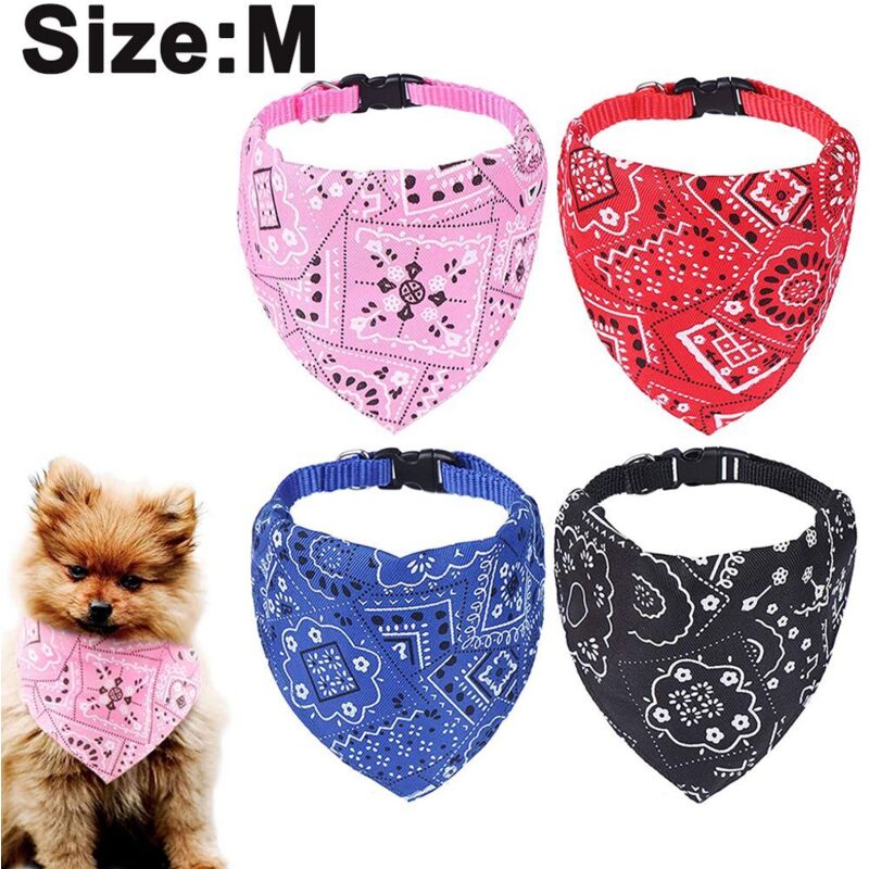 4 Morceaux de Bandana pour Chien Réglable Chien Chat Chiot Bandana Animal de compagnie Foulard pour les petites et moyennes
