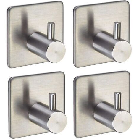 4 Muraux Autoadhésifs Acier Inox Pour Cuisine Et Bain Crochets Pour Torchons Porte-Serviette Crochet Pour Salle De Bains Crochets Adhésifs De