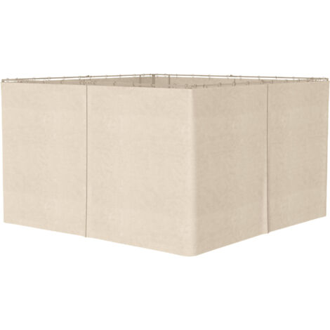 4 murs latéraux kiosque 3,5x2 m avec 48 crochets anneaux c pour pergola, beige
