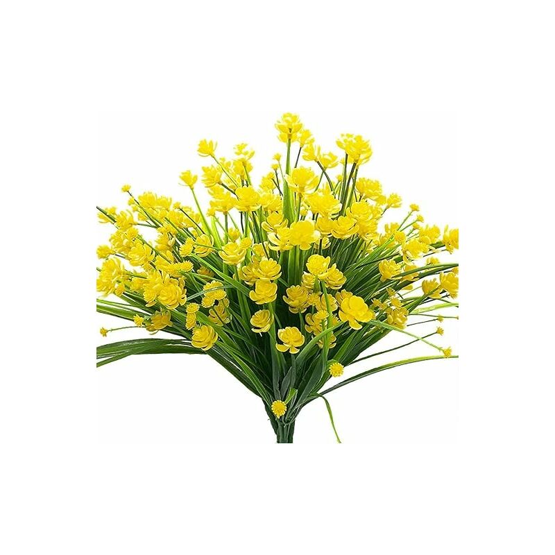 Linghhang - 4 Narcisse Jaune arbuste Anti-UV Plante Artificielle en Plastique arbuste Bureau à Domicile en Plein air Jardin Jardin Table de Mariage