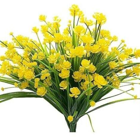 4 Narcisse Jaune arbuste Anti-UV Plante Artificielle en Plastique arbuste Bureau à Domicile en Plein air Jardin Jardin Table de Mariage Table de Ferme décoration