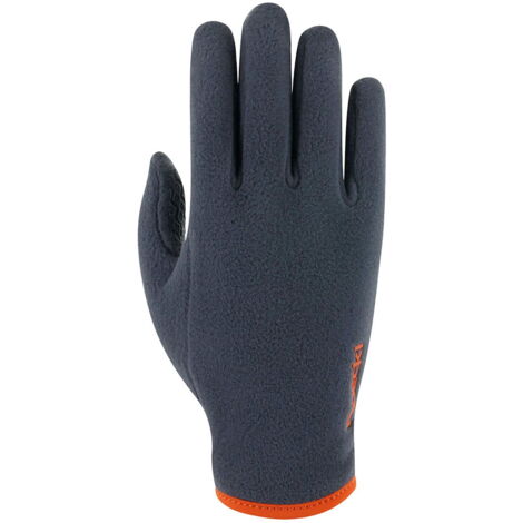 4, Nero: Guanti da equitazione per bambini modello Kylemore in pile con grip su palmo e dita