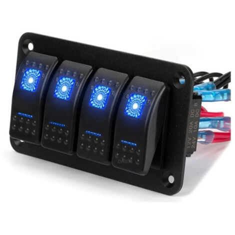 Панел за вграждане с 4 бутона ON-OFF универсални 12-24V за LED светлини бар фарове лебедки лампи за кола камион каравана