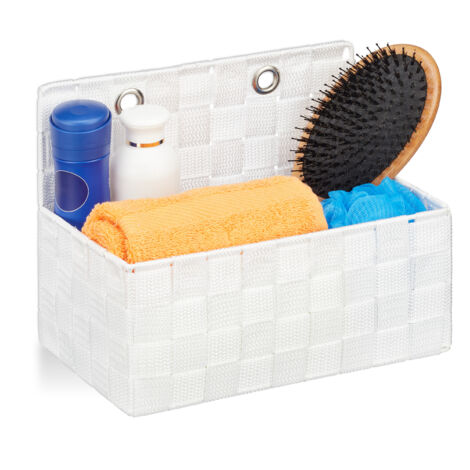 4 Organizadores colgantes, Cestas de baño, Neceseres de pared, 20 x 25 x 16,5 cm, Blanco