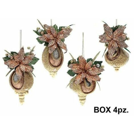 4 ornamenti palle albero natale - colore bronzo - decorazione addobbo natalizio