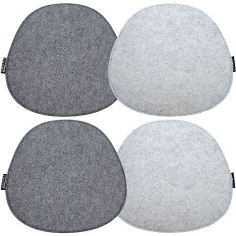 4 Oval Felt Cushions for Designer Chairs 40x37cm Warm 8mm Thin Reversible Grey