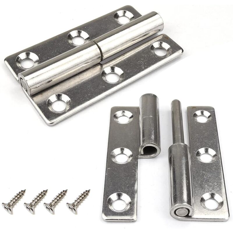 Memkey - 4 Pack Lift Up Door Hinges, 2.5 Inch Heavy Duty 304 Stainless Steel Removable Door Hinges for Interior and Exterior Doors(For left-handed