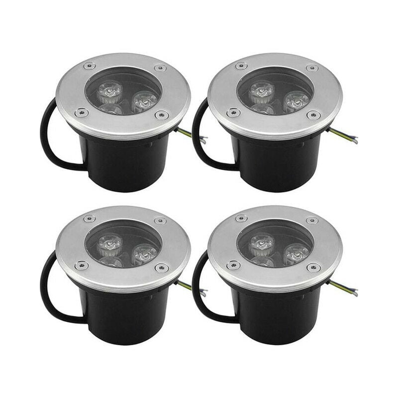 4 pack 3W IP65 Spot led Encastré Extérieur 270 Lumen Rond Led Terrasse Downlight Lampe D'éclairage De Jardin Extérieur, pour Jardin Chemin Cour
