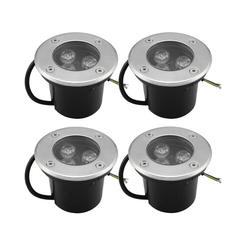 Lot de 4 Spot Led Encastrable Exterieur 4Pcs 3W IP65 Rond 270 Lumen 3000K Pour Terrasse Jardin Chemin 220V