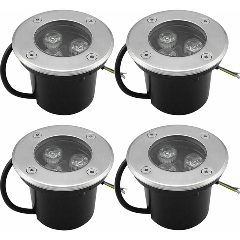 4 pack 3W IP65 Spot led Encastré Extérieur 270 Lumen Rond Led Terrasse Downlight Lampe D'éclairage De Jardin Extérieur, pour Jardin Chemin Cour