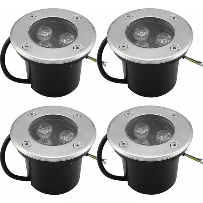 4 pack 3W IP65 Spot led Encastré Extérieur 270 Lumen Rond Led Terrasse Downlight Lampe D'éclairage De Jardin Extérieur, pour Jardin Chemin Cour