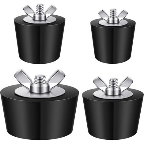 4-Pack-4-Größen-Pool-Stecker-Pool-Skimmer-Stecker, Pool-Überwinterungs-Stecker-Pool-Stecker mit Edelstahlschraube für Inground-Pool über Ground Pool (1 Inch,1.3Inch, 1.5 Inch, 2 Inch), Schwarz