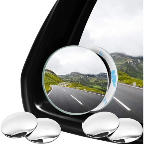 4 Pack 50mm Rotatif Voiture Angle Mort Miroir Sans Cadre Rond 360rotate Hd Verre Auto-adhsif Convexe Vue Arrire Voiture Ct Miroir Angle Mort Extri