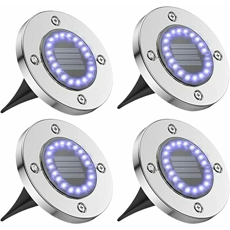 4 Pack à 16 LED Lampe Solaire Extérieur Spot Solaire Extérieur Lumière Solaire Extérieur Jardin Terrasse Pelouse Sol Eclairage Projecteur Jardin