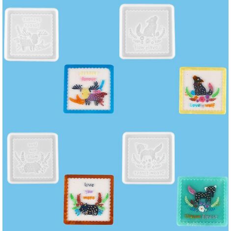 4 Pack Animaux Diy Cristal Goutte  Goutte Mur Adhsif Coaster Dcoration Ornements Rsine Moule Gteau Chocolat Fudge Moule En Silicone
