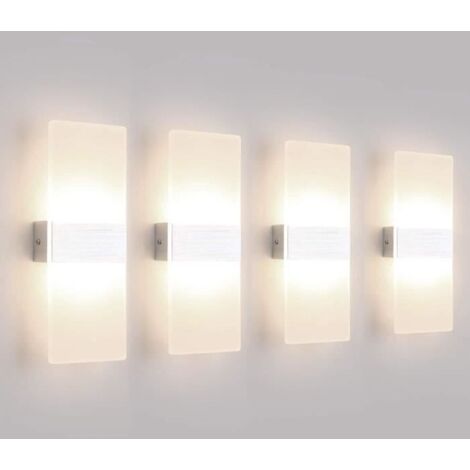 4 Pack Applique Murale Interieur 12W LED Lampe Murale Designe Créatif Décoratif Pour Chambre Couloir Salon Hôtel Salle Blanc