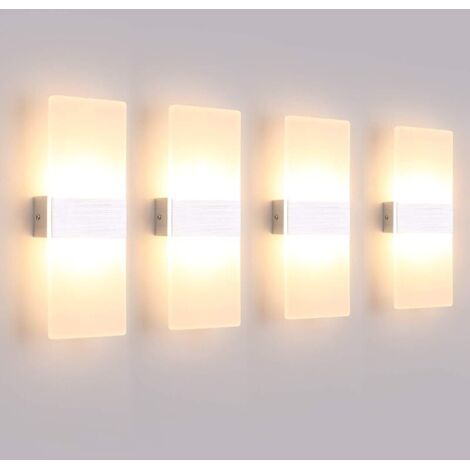 4 Pack Applique Murale Interieur 12W LED Lampe Murale Designe Créatif Décoratif Pour Chambre Couloir Salon Hôtel Salle Blanc Chaud 3000K, 780 Lumen