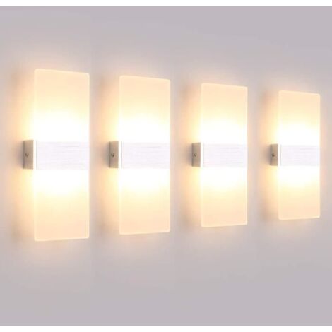 4 Pack Applique Murale Interieur 12W LED Lampe Murale Designe Créatif Décoratif Pour Chambre Couloir Salon Hôtel Salle Blanc Chaud