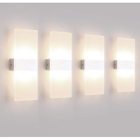 4 Pack Applique Murale Interieur 12W LED Lampe Murale Designe Créatif Décoratif Pour Chambre Couloir Salon Hôtel Salle Blanc Naturel 4000K, 780 Lumen