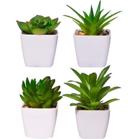 4 Pack Artificial Indoor Plastic Succulent Plants Potted Combination Study Room Restaurant Table Decoration