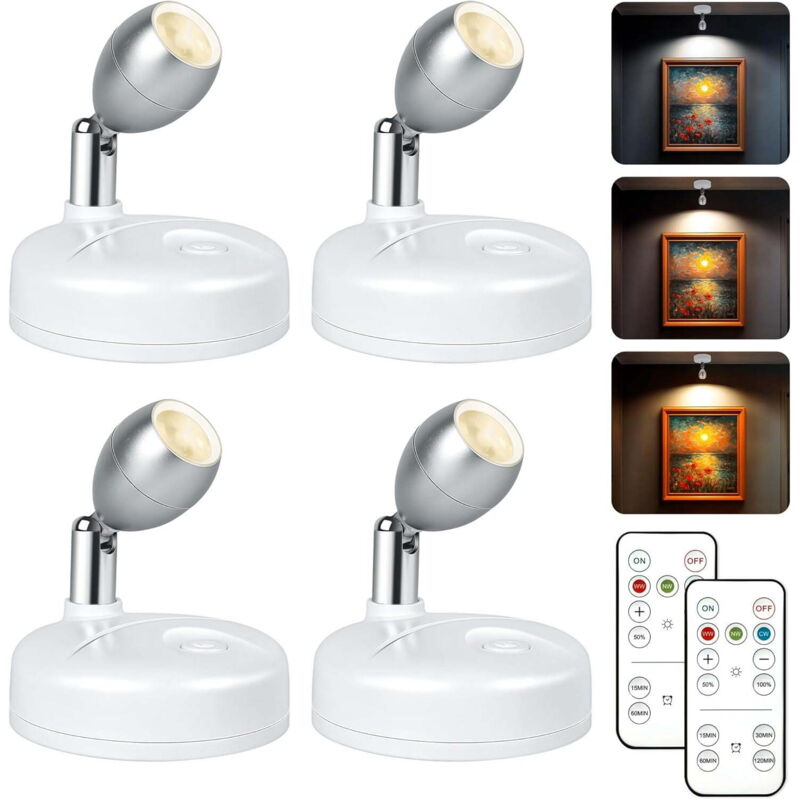 Image of 4-Pack Battery Operated Indoor Spot Lights,&hellip;