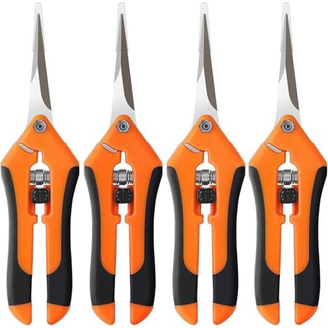 4-Pack-Beschneidungsschere, 6.5 Zoll-Gartenschere Gardening Hand Beschneiden Snips mit geraden Edelstahl-Präzisionsklingen für Gartenblumenpflanze Präzises Trimmen und Beschneiden Wartung, orange