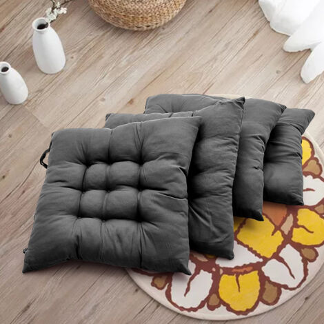 4-pack Black garden chair cushions 40cm W x 40cm D x 5cm H