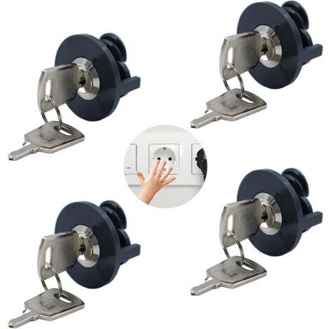4 Pack Cache Prise Bébé Verrous de Prise Enfants Verrouillables pour Protection Prise Courant Électrique Protection contre le Contact des Bébé et des Animaux avec des Appareils Électriques, avec Clé