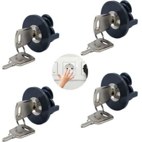 4 Pack Cache Prise Bébé Verrous de Prise Enfants Verrouillables pour Protection Prise Courant Électrique Protection contre le Contact des Bébé et des Animaux avec des Appareils Électriques, avec Clé
