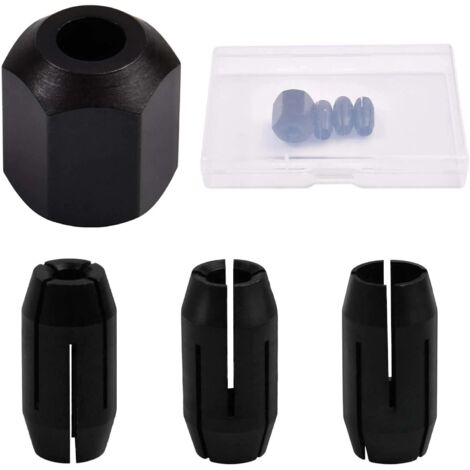 4 pack CN1 Kit de Collet et écrou de remplacement 3 pinces (1/8-inch, 5/32-inch, 1/4-inch) et 1 écrou pour outils de scie à spirale et outils de découpe de cloisons sèches compatibles avec