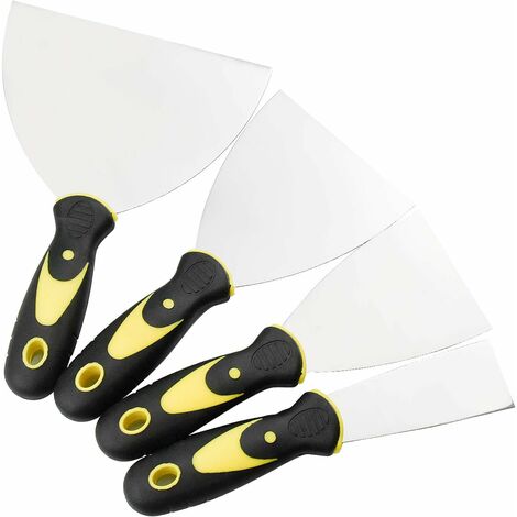 4 Pack Couteau à Enduire, 50/75/100/150mm Kit de Spatules en Acier Inoxydable Spatule Peinture avec Poignée Souple