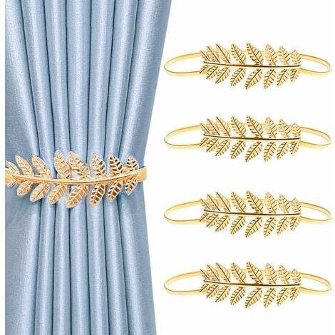 4 Pack Curtain Tiebacks Metal Curtain Holdbacks Curtain Tiebacks Accessories Curtain Buckles (Gold)