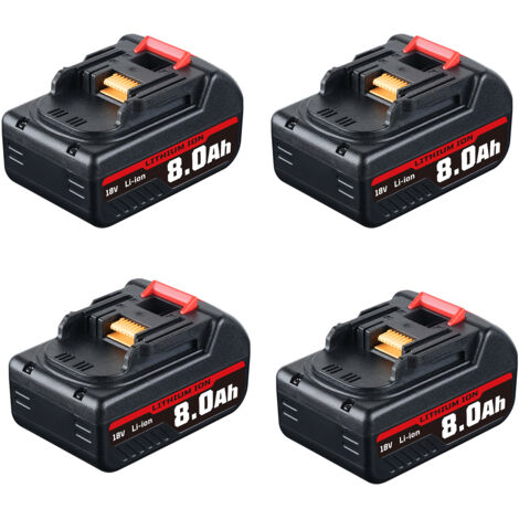 4 pack de batterie de remplacement Makita 18 V 8,0 Ah, compatible avec la batterie Makita BL1860B BL1850B BL1840B BL1825 BL1830B BL1815 BL1820