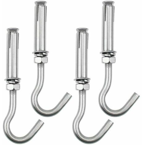 4-Pack Expansion Bolts M8 Anchor Bolt Hooks 304 Stainless Steel Bolts Open Hook Expansion Screw Bolts