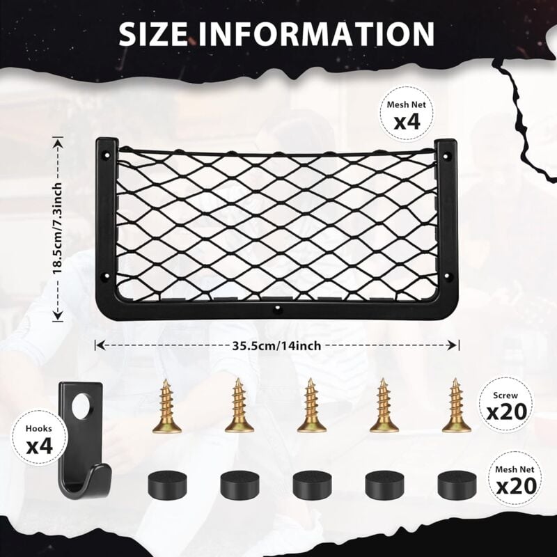 [4 Pack Filet Rangement pour Voiture, Filet de Rangement de Coffre, Grande Taille, Sac Pocket Organizer de Voiture pour Auto, Camping-Cars, Bateaux,