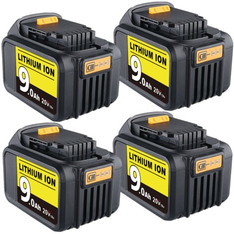 PDSTATION 4-Pack Für DeWalt 18V XR Akku 9.0 Ah Li-Ion Batterie DCB184 DCB180 DCB181 DCB182 DCB200 DCB201 DCB204 DCB184-XJ mit LED-Anzeige