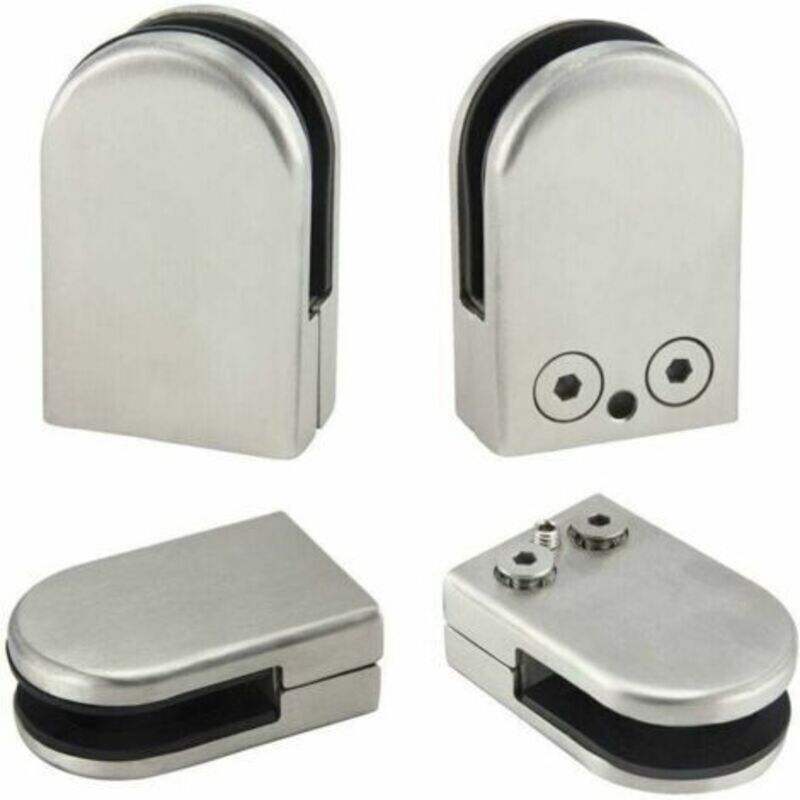 4-Pack Glass Clamp Brackets 6-8mm Stainless Steel Glass Clamp Adjustable Glass Holders, Silver