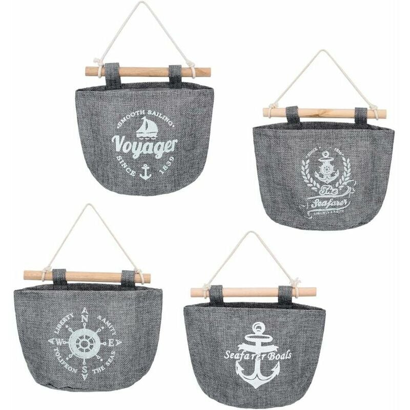 Hoopzi - 4 Pack Hanging Bags Storage Bag Hanging Organizer Bag Navy Wall Door Organizer