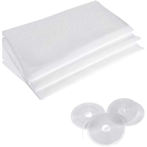 4 Pack Mesh Mosquito Net with 4 Rolls of Self-Adhesive Tape for Window 1.3 x 1.5m White