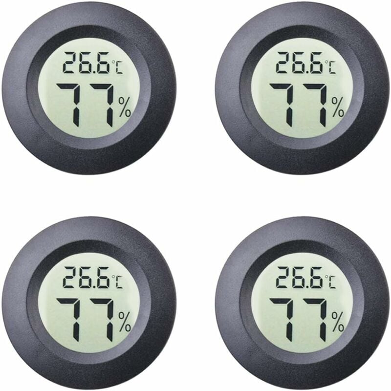 4-Pack Mini Hygromètre Intérieur Rond Thermomètre Mètres Celsius ou Fahrenheit Moniteur lcd Numérique Jauge De Température D'humidité pour Humidors